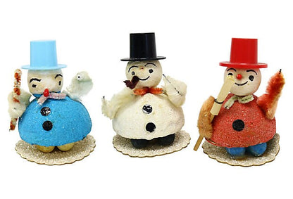 Midcentury Snowman Figures, S/3