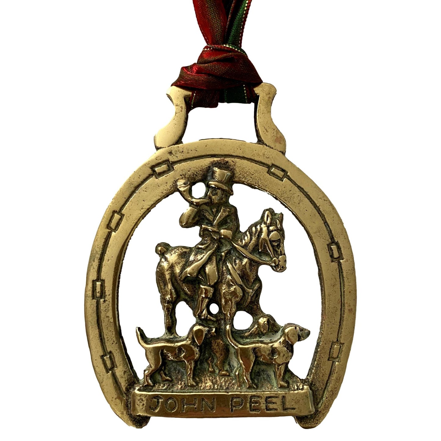 Antique English John Peel Horse Brass Christmas Ornament