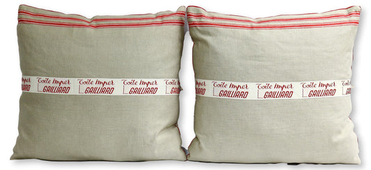 Vintage French Linen Pillows, Pair