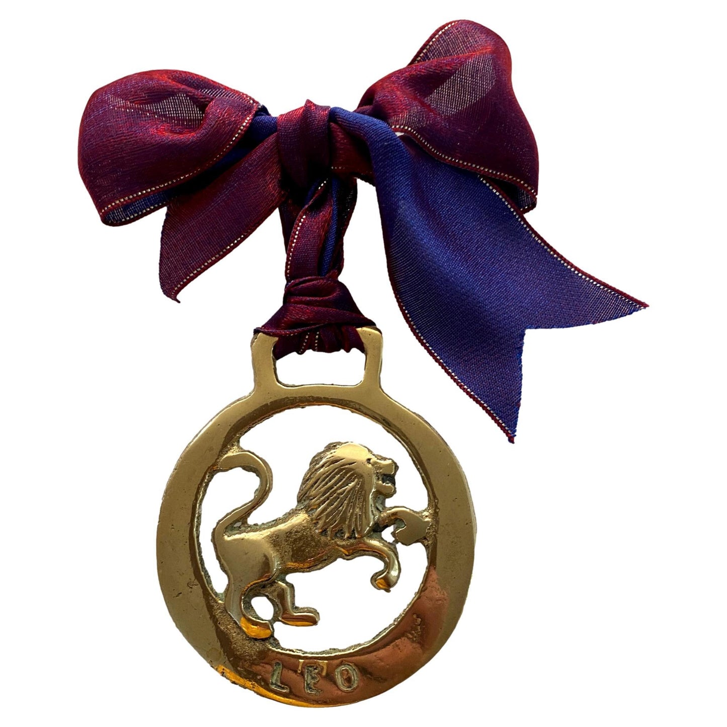 Antique English Horse Brass Leo Ornament