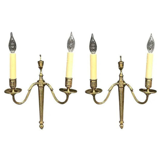 Antique French Bronze Wall Sconces, a Pair