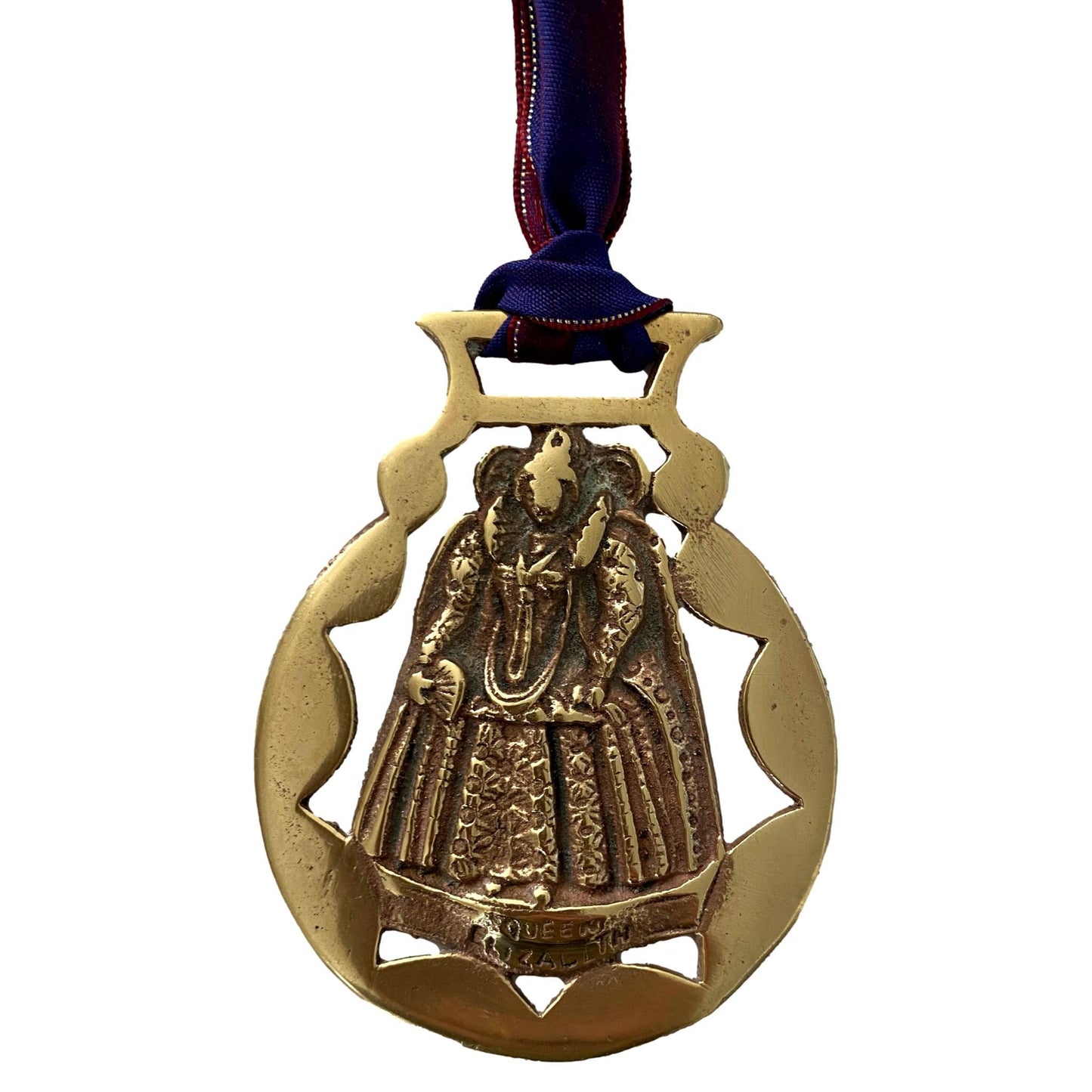 Antique Queen Elizabeth I English Horse Brass Christmas Ornament