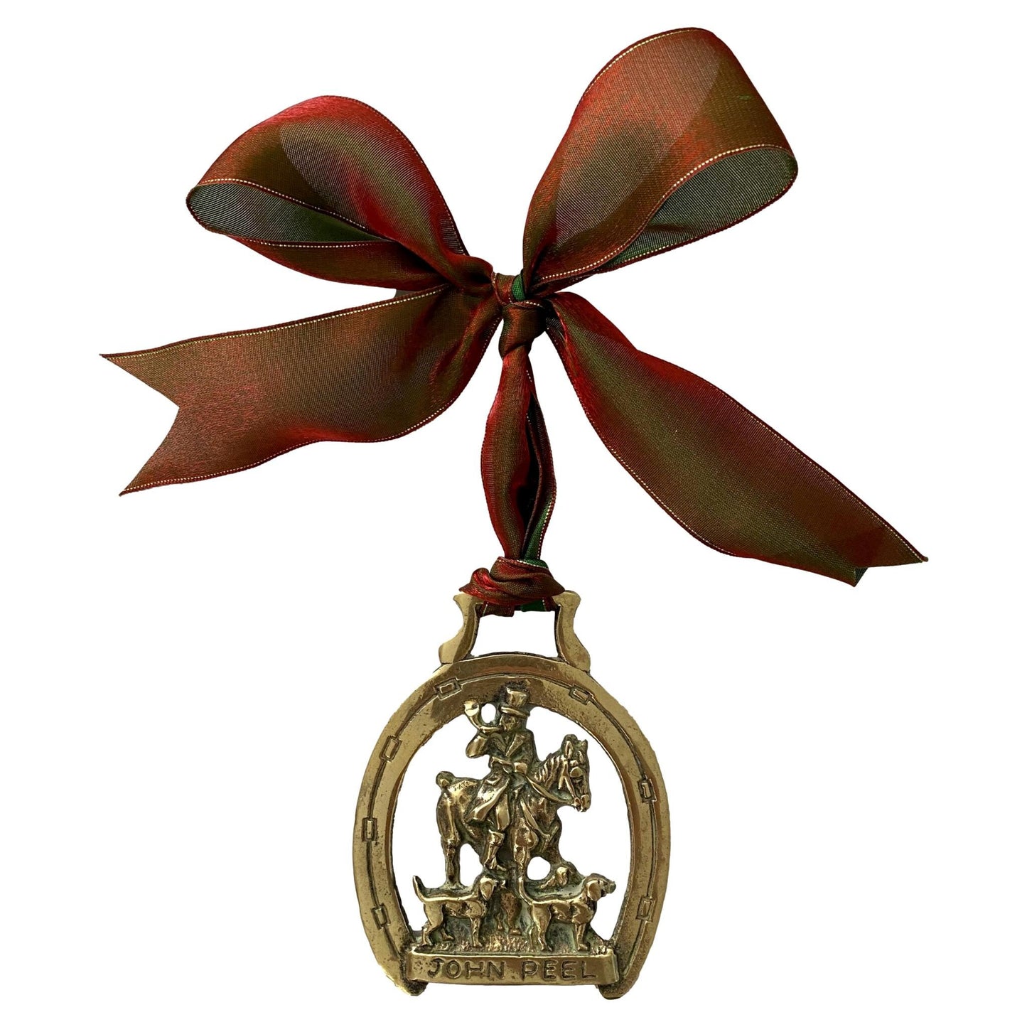Antique English John Peel Horse Brass Christmas Ornament