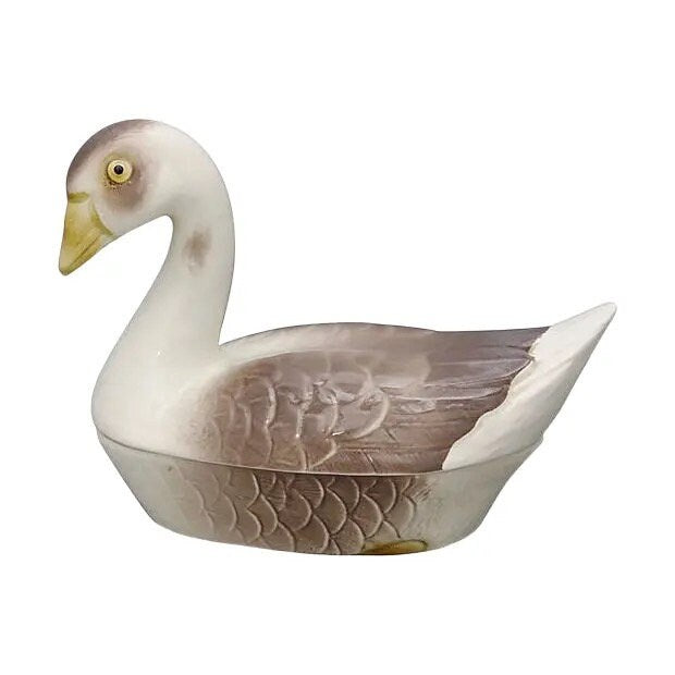 Vintage French Majolica Goose Pâté Tureen