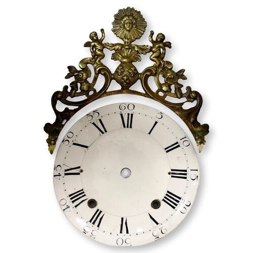 19th-C French Enamel & Bronze Clock Face