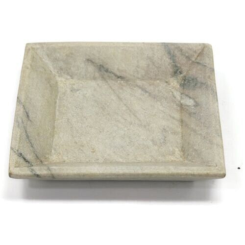 Early 20th-C Polished Marble Square Bowl