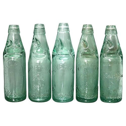 Antique Codd-Neck Soda Bottles, S/5