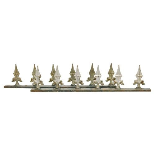 Cast Iron Fleur-de-Lis Fence Spikes, Pr