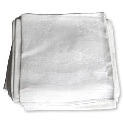 French Damask "LS" Dinner Napkins, S/12