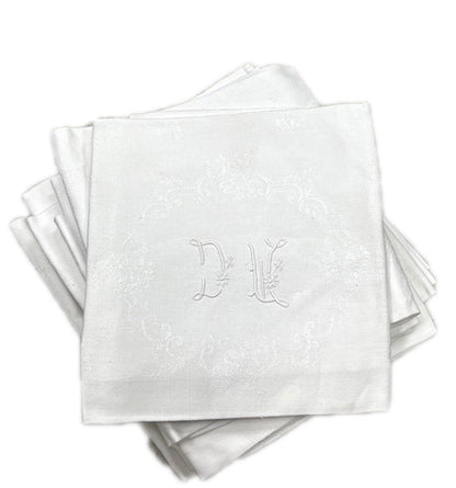 Antique French Dinner Napkins MG/DW S/12