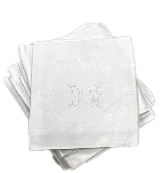 Antique French Dinner Napkins MC/DW S/12