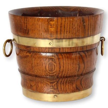 English Banded Oak Bucket/Planter