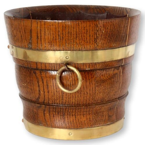 English Banded Oak Bucket/Planter