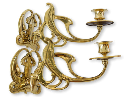 English Art Nouveau Candle Wall Sconces