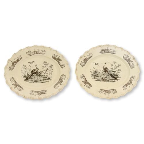 Antique 18th Century French Creamware Serving Dish Set, 4Pcs