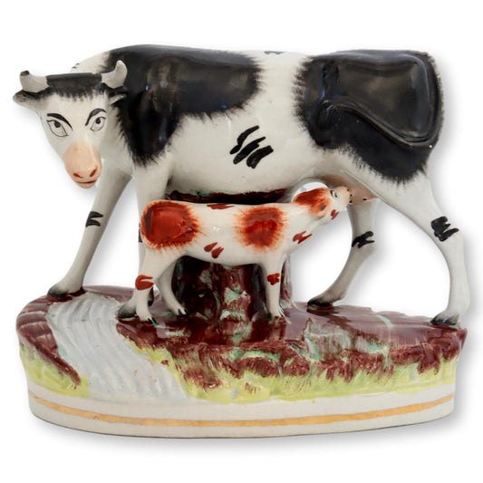 Antique Staffordshire Cow & Calf