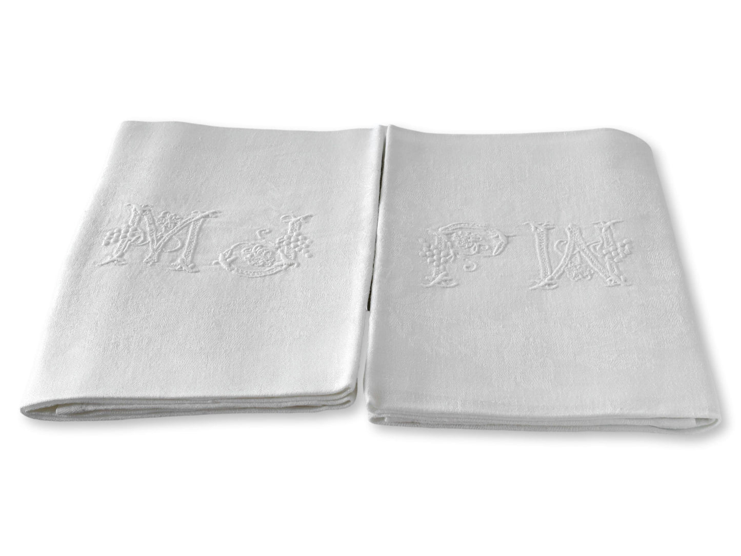 Antique French "MJ" Dinner Napkins, S/12