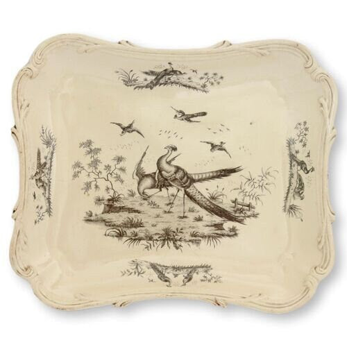 Antique 18th Century French Creamware Serving Dish Set, 4Pcs