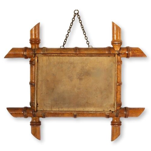 Antique French Faux Bamboo Framed Wall Mirror