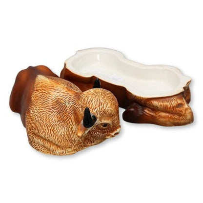 French Majolica Buffalo Paté Tureen