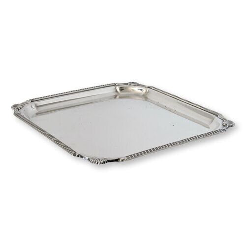 Large English Silver-Plate Cocktail Tray