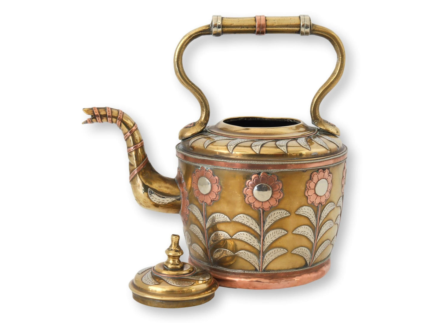 Mixed Metal Arts & Crafts Water Kettle