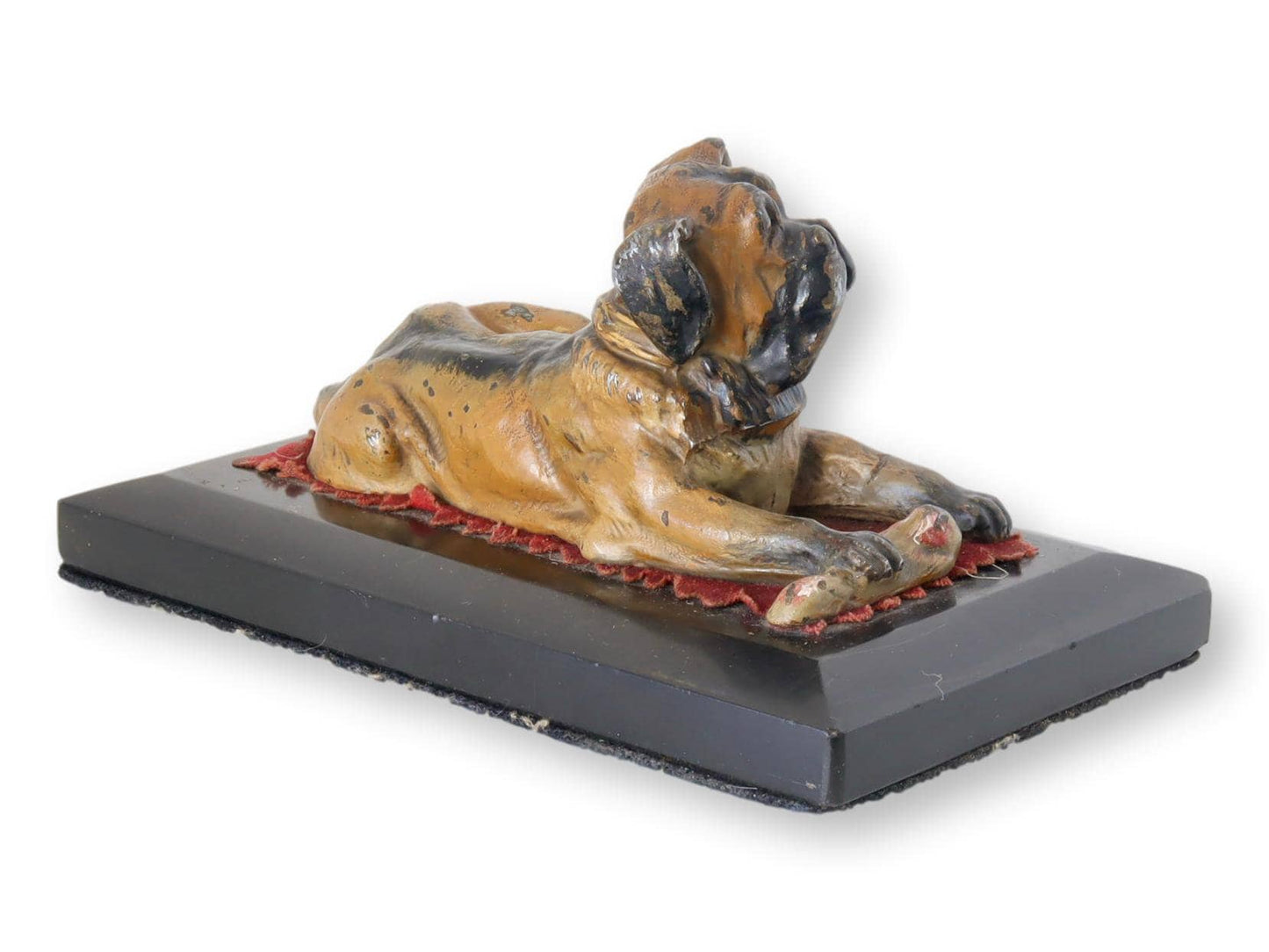 Antique Bronze Bulldog on Marble Base