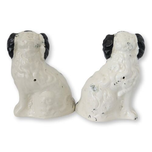 Antique Staffordshire King Charles Dogs, a Pair