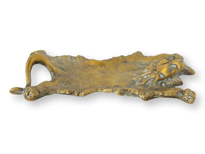 Antique Brass Lion Skin Rug Catchall | Card Holder