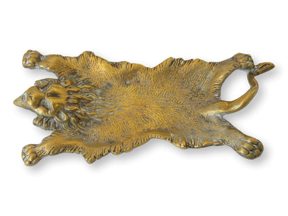 Antique Brass Lion Skin Rug Catchall | Card Holder