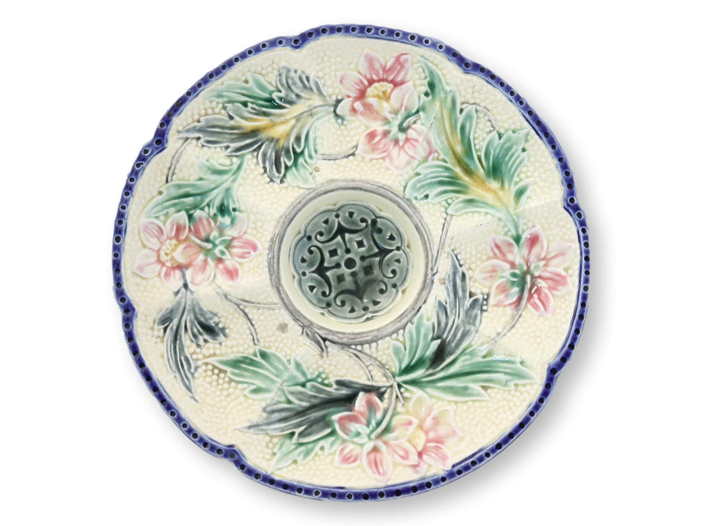 19th-C French Majolica Oyster Plates S/6
