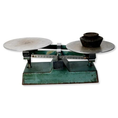 Early 20th-Century Industrial Scale w/ Cast Iron Weights