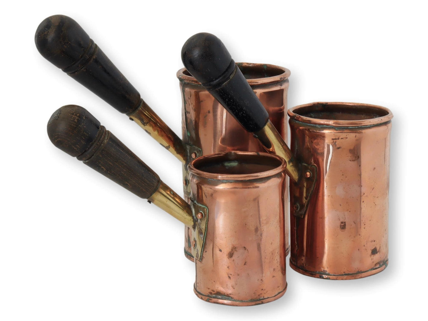 Antique English Copper Ale Measures, Set of 3