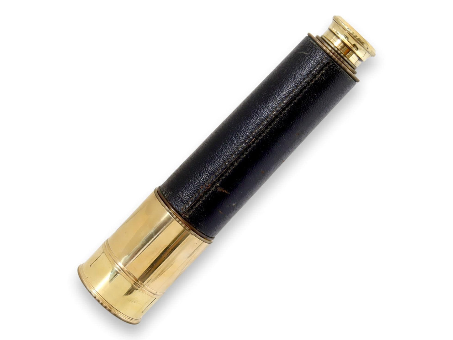 Antique English Leather Wrapped Brass Telescope