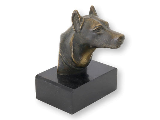 Bronze Doberman Dog Sculpture on Marble