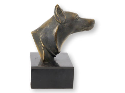 Bronze Doberman Dog Sculpture on Marble