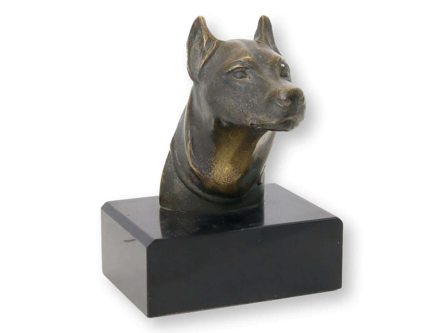 Bronze Doberman Dog Sculpture on Marble
