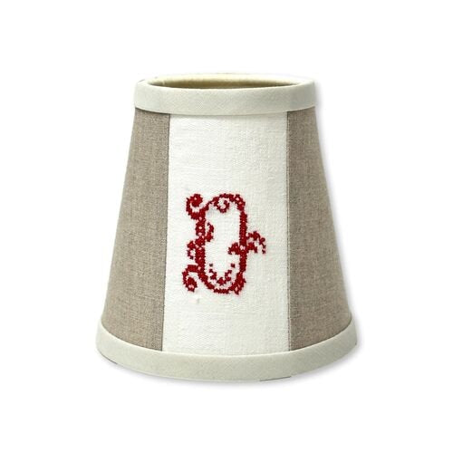 Small Hand-Made Antique French Linen Lamp / Sconce Shade w/ "D" Monogram