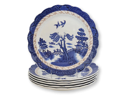 Vintage Booth's English "Real Old Willow" Large 10.15" Dinner Plates, Set of Six
