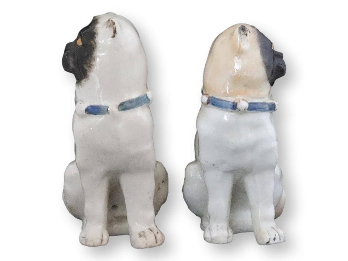 Antique German Porcelain Pug Dogs, Pair