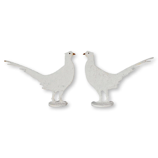 English Salvaged Metal Pheasants, Pair