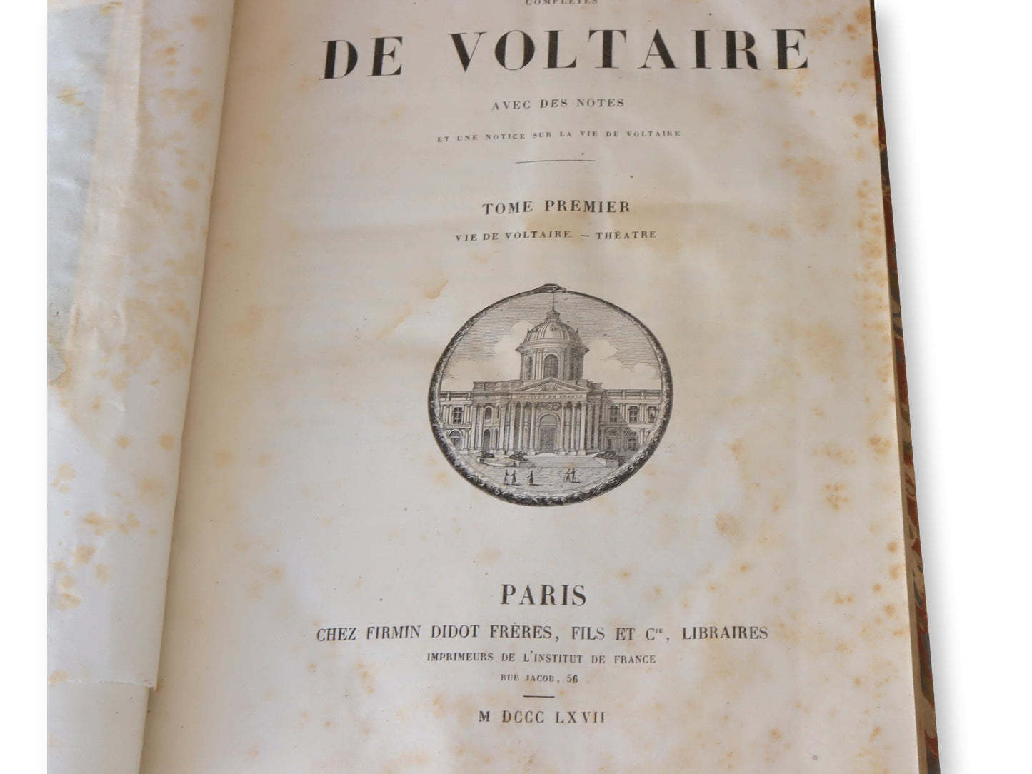 Another French Leather Bound Set of Twelve Volumes of Voltaire Books, Dated 1867