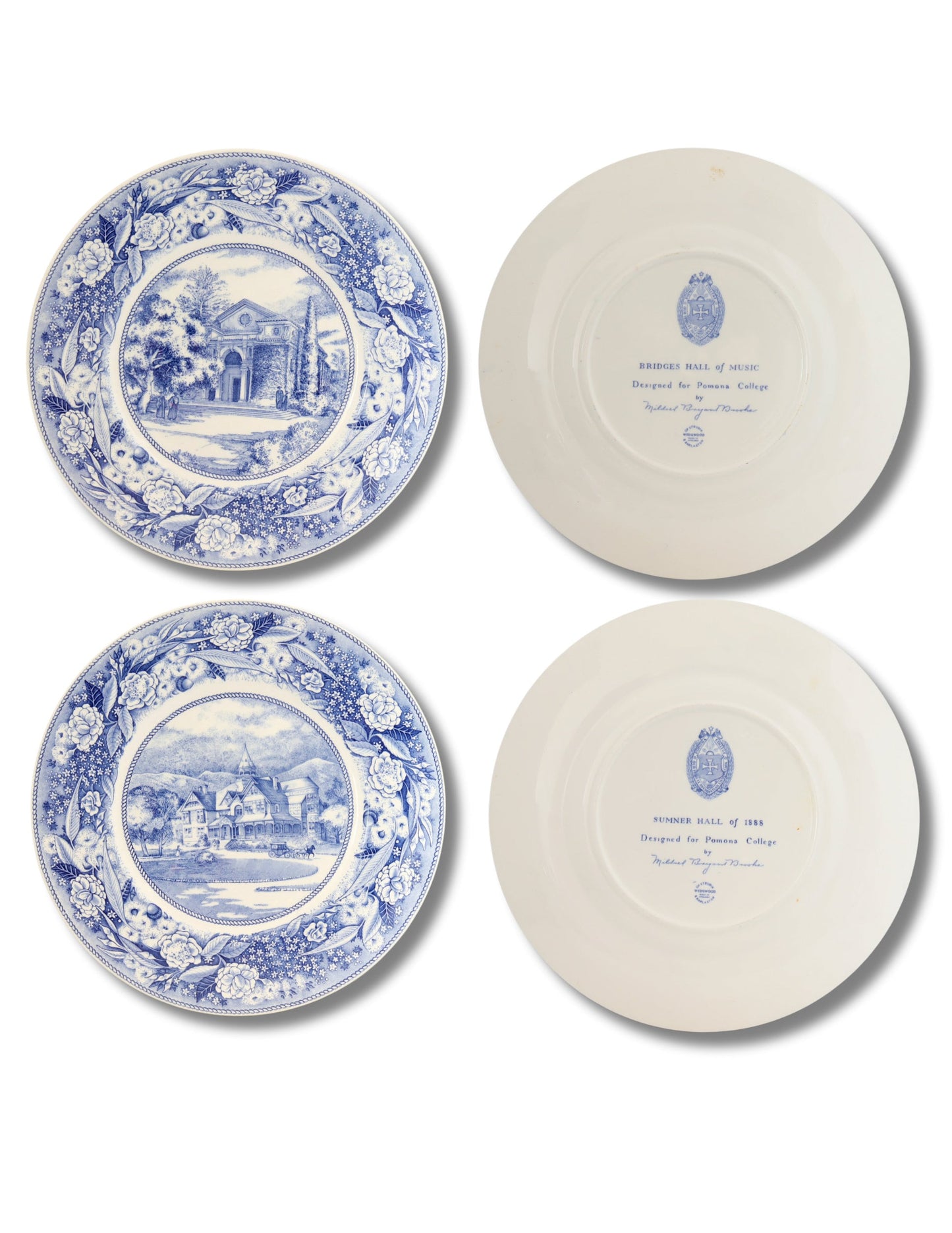 Vintage Wedgwood Pomona College Dinner Plates, Set of Eight