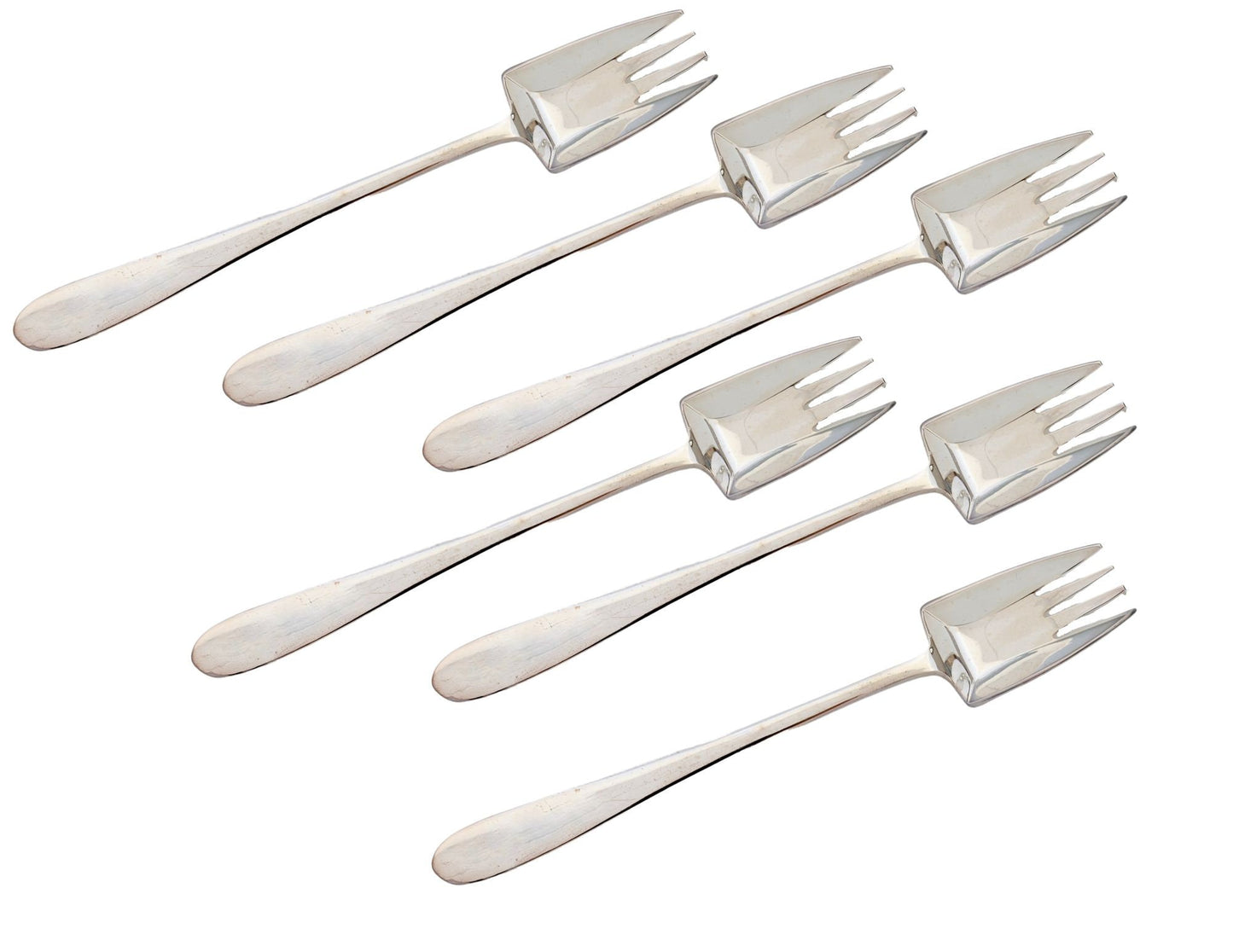 Antique English Elkington Silver-Plate Art Deco Forks, Set of Six