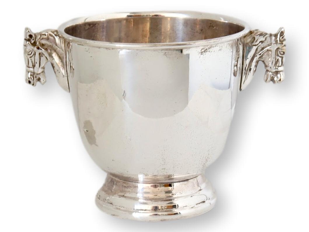 Vintage English Silver-Plate Art Deco Horse Head Ice Bucket