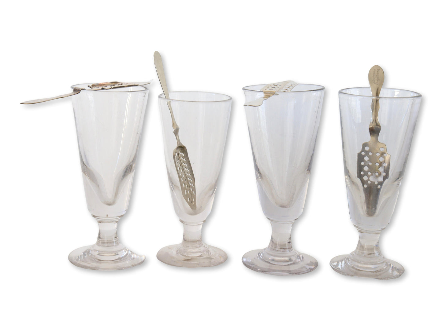 1880s French Absinthe Glasses w/ Spoons