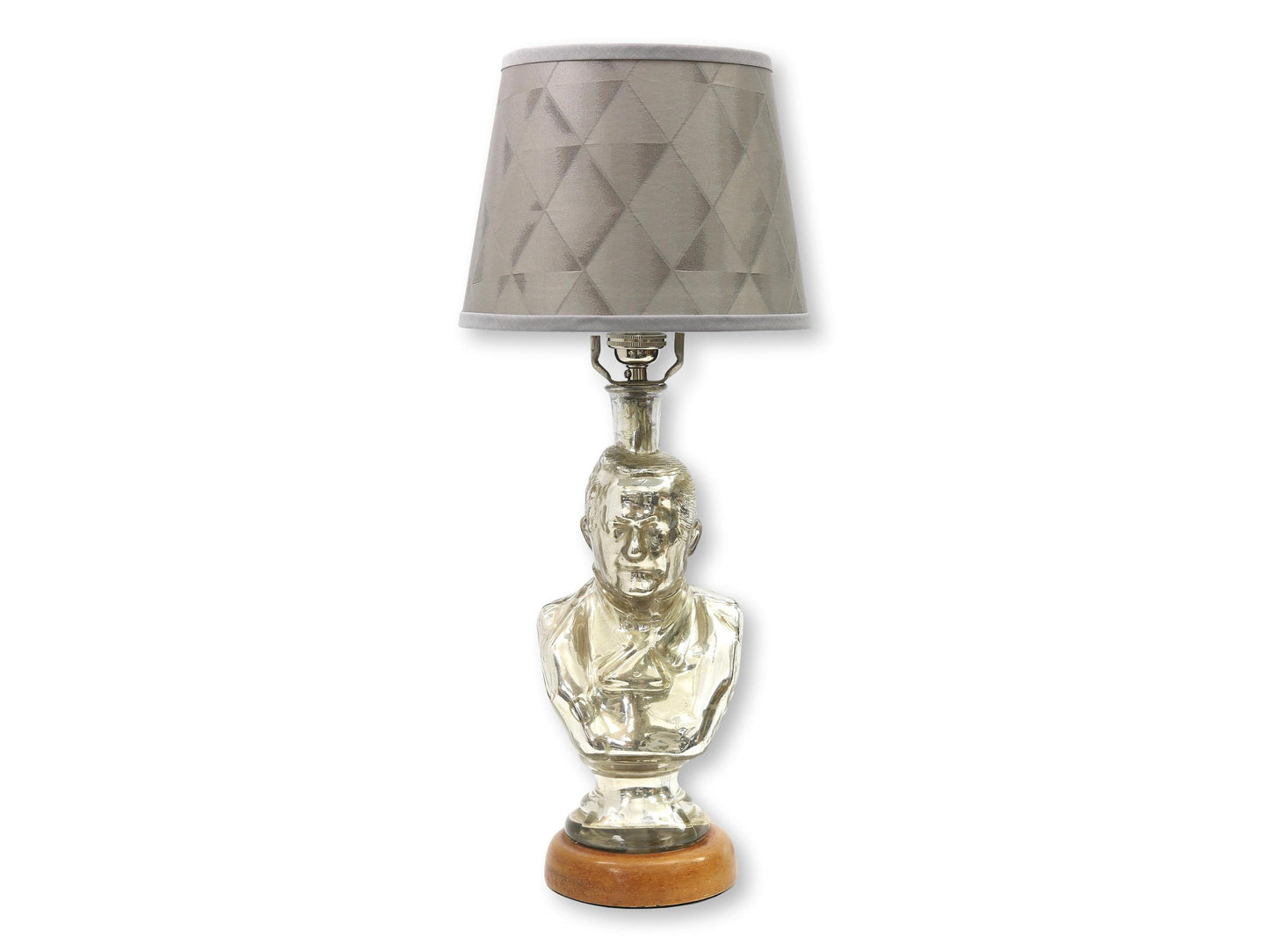 19th-C. Mercury Glass Adolphe Thiers Bust Desk Lamp