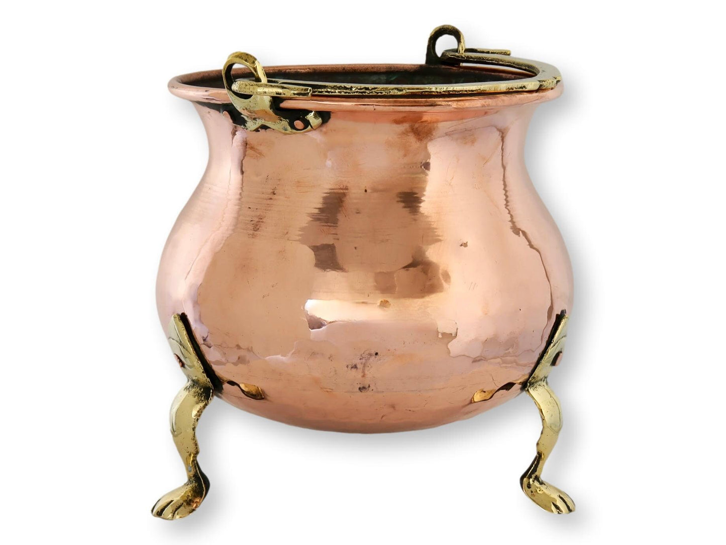 Antique English Footed Copper Cauldron