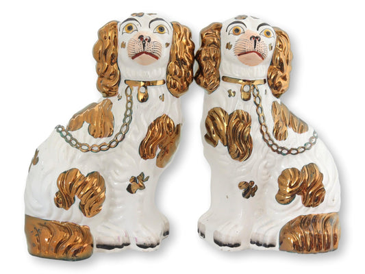 Antique Copper Luster Staffordshire Dogs