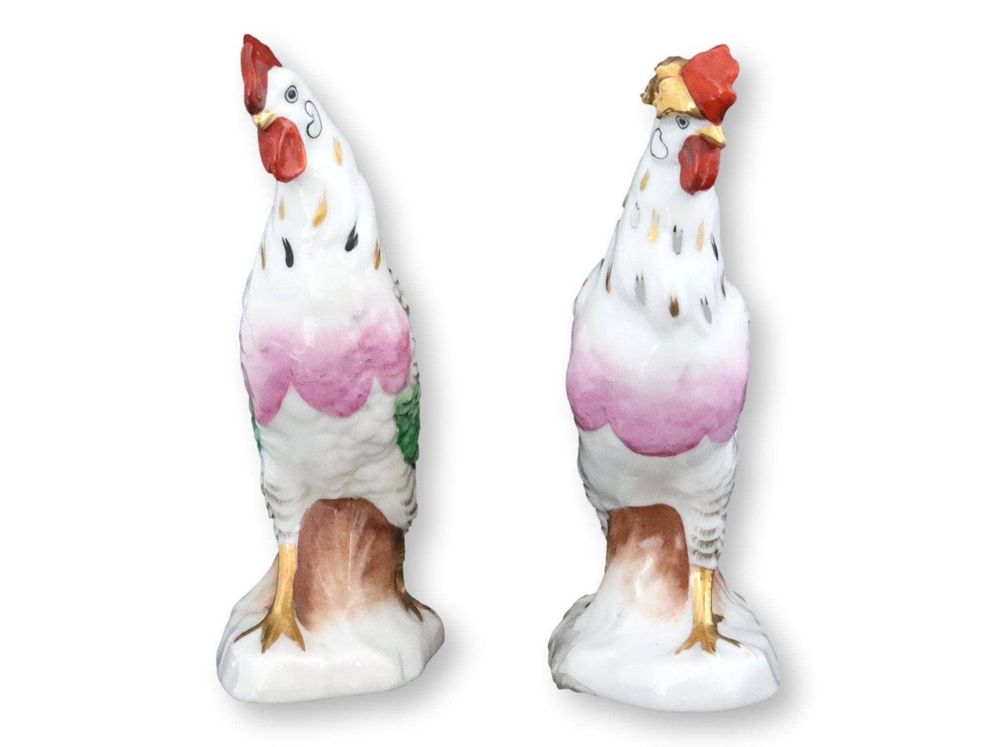 Antique French Porcelain Rooster & Hen